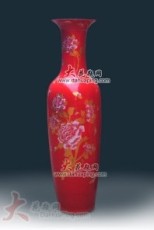中国红陶瓷花瓶 大花瓶 陶瓷礼品 中国红大花瓶