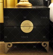 TAYA大雅酒店家具 客房家具最新款流金箔床头柜GCT133